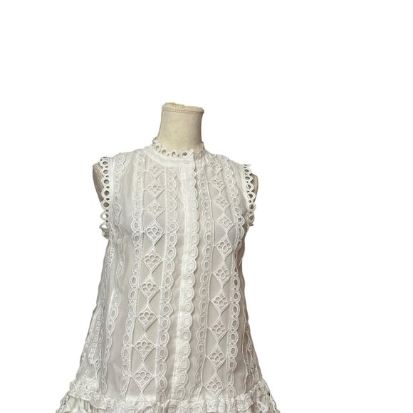 Endless Rose Lace Trim Crochet Mini Dress Sleeveless White Size M NWOT Romantic - Picture 7 of 15